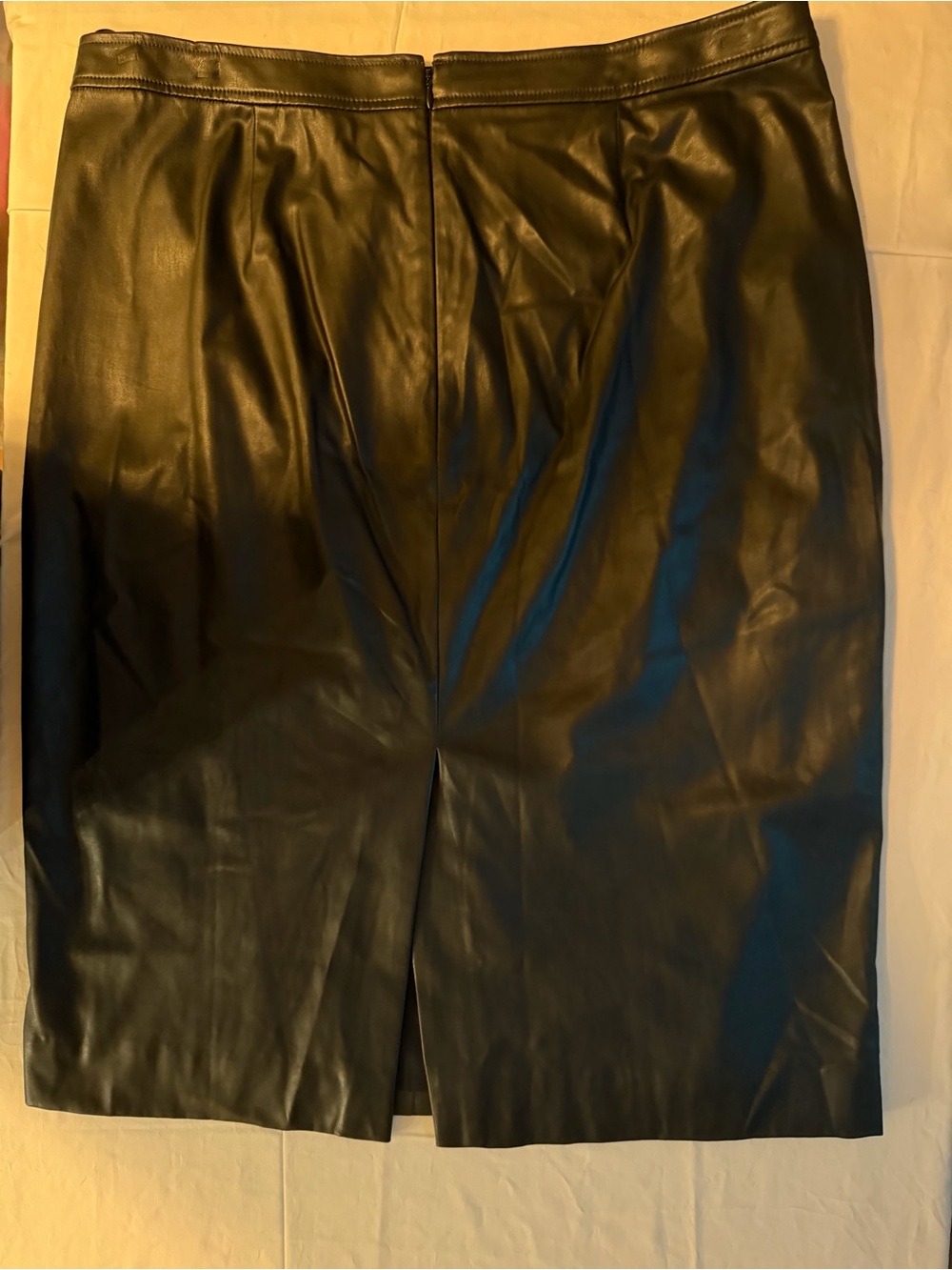 J. Crew Black Faux Leather Pencil Skirt with Back Vent